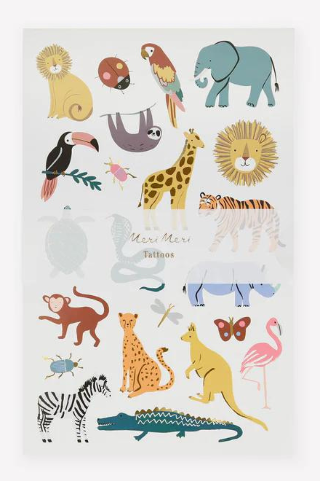 Wild Animals Tattoo Sheet