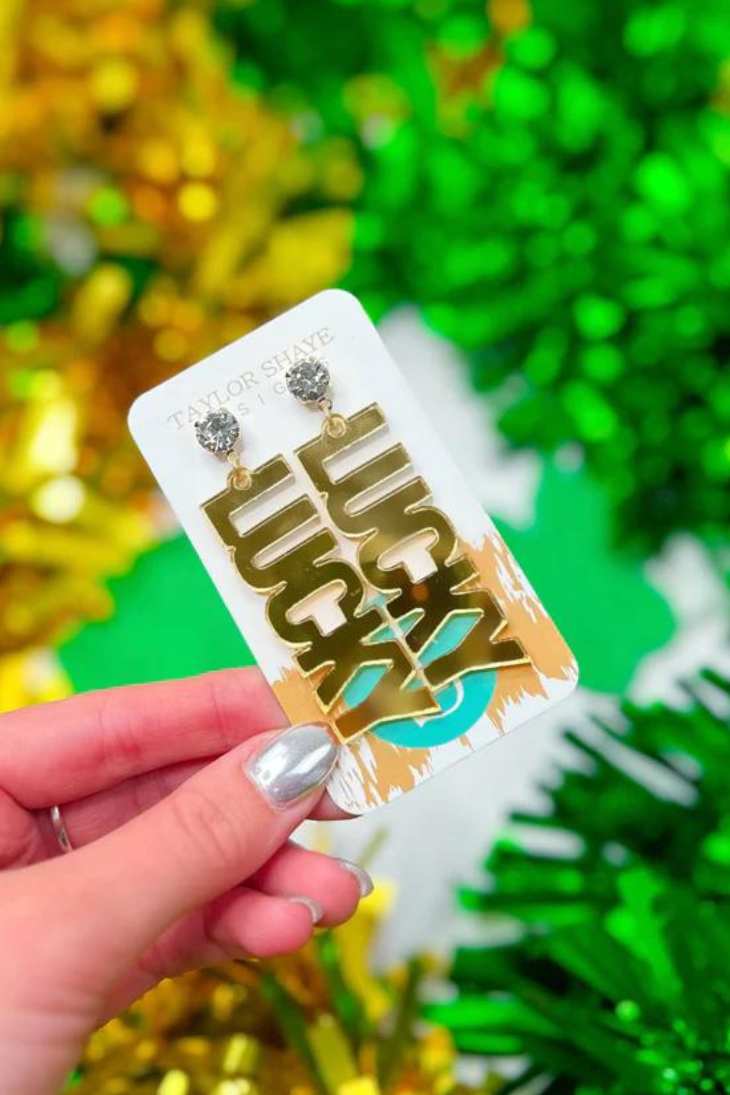 "Lucky" Mirror Drop Earrings