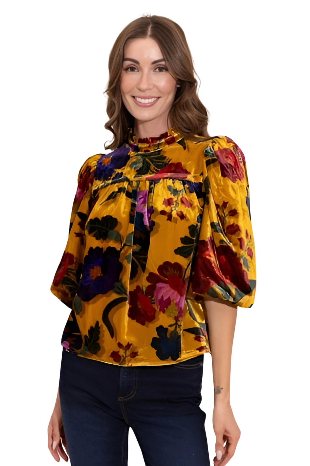 "Mel" Velvet 3/4 Sleeve Top
