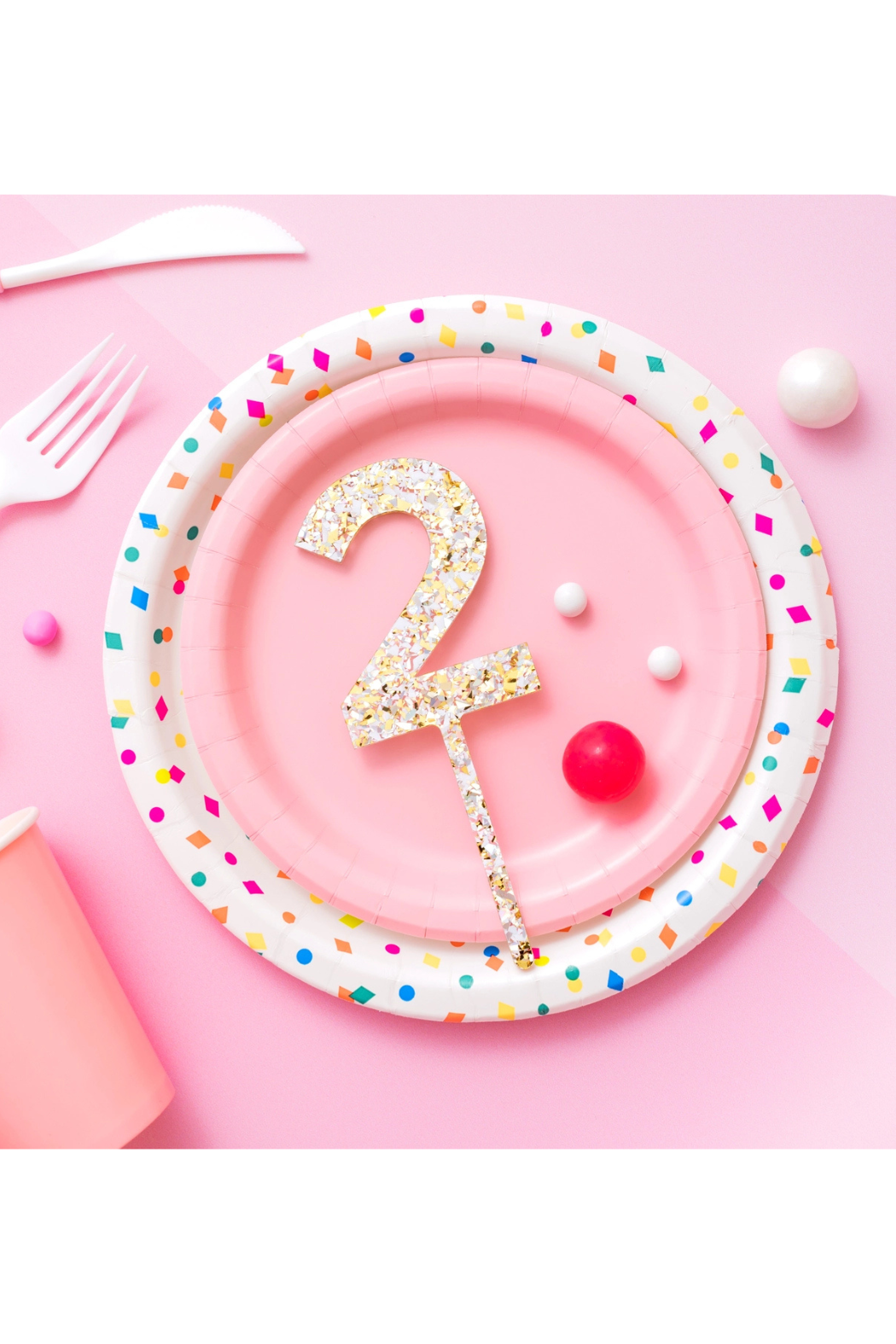 Pearl Confetti Cake Toppers