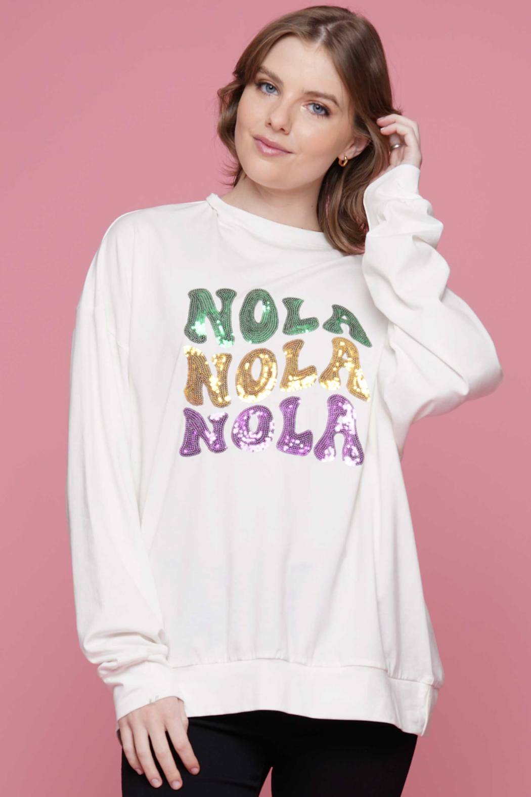 Long Sleeve Sequin "NOLA" Top