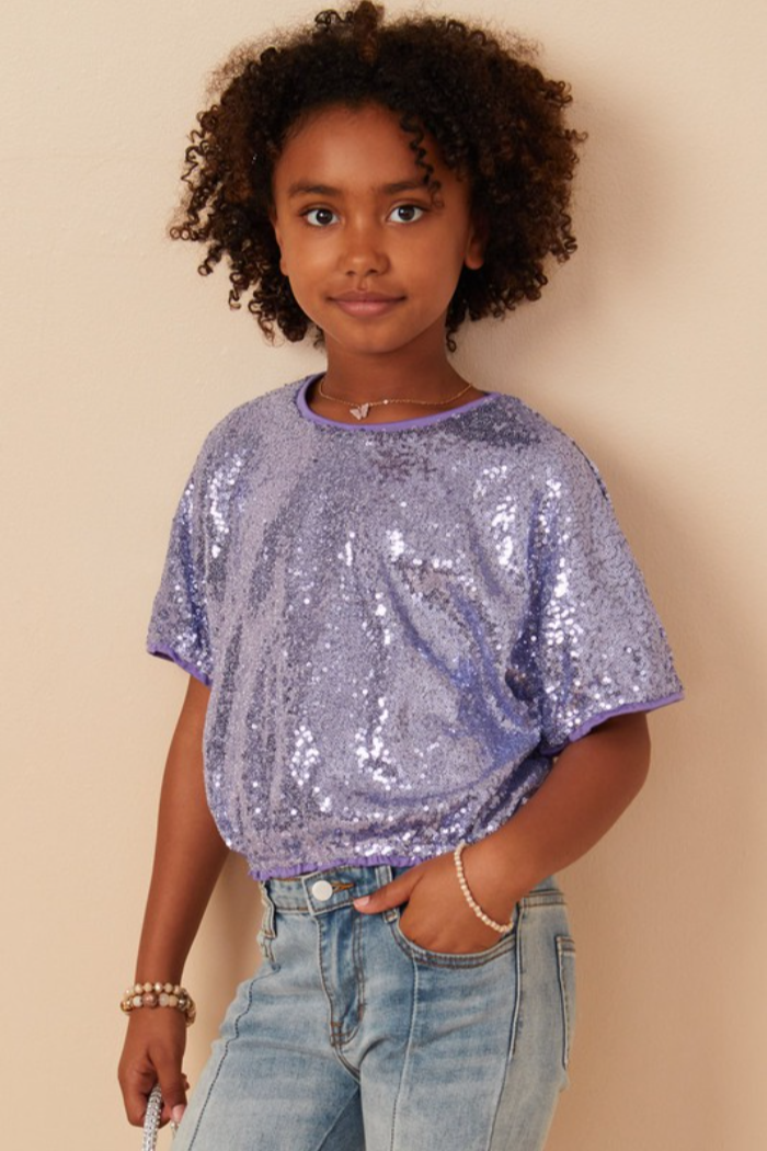 Girls Sequin Dolman Top