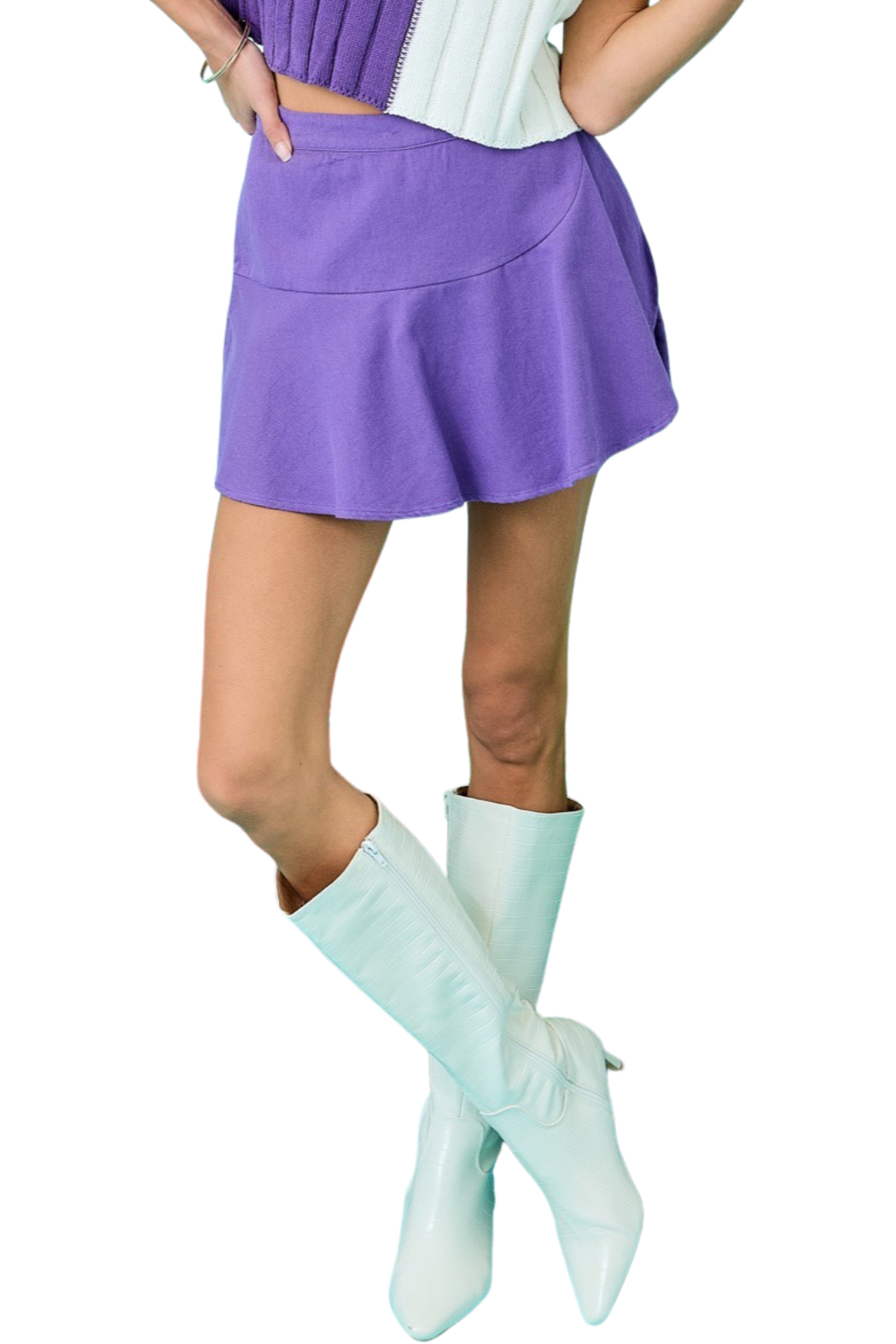 Wrap Front Denim Skort