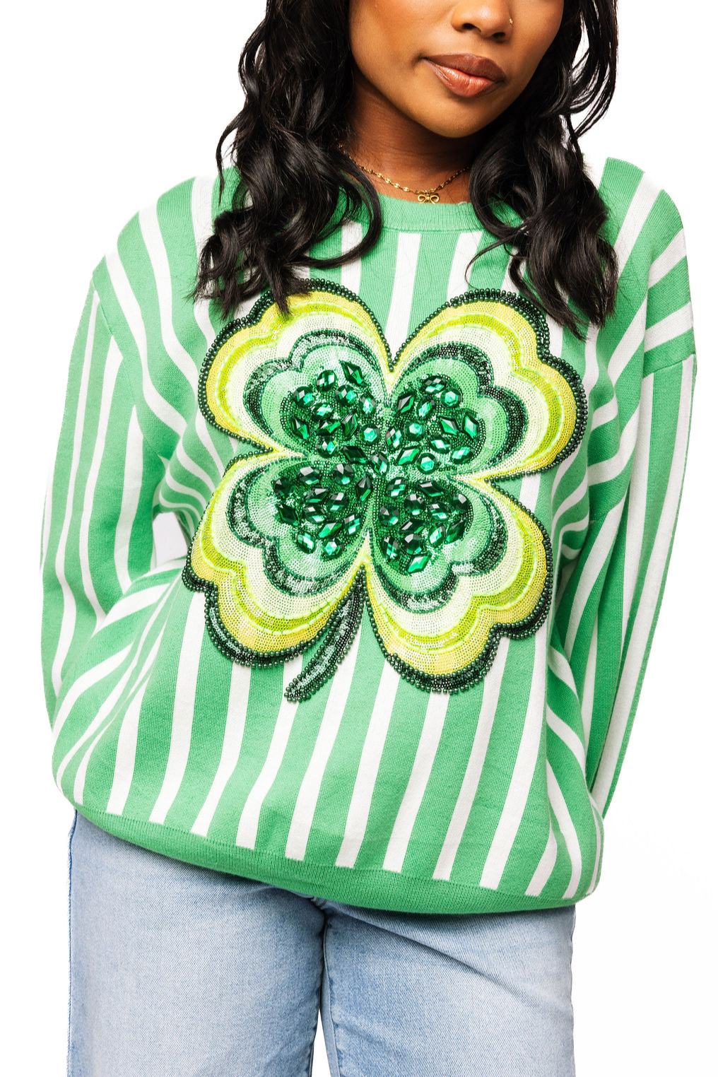 Striped Shamrock Sweater