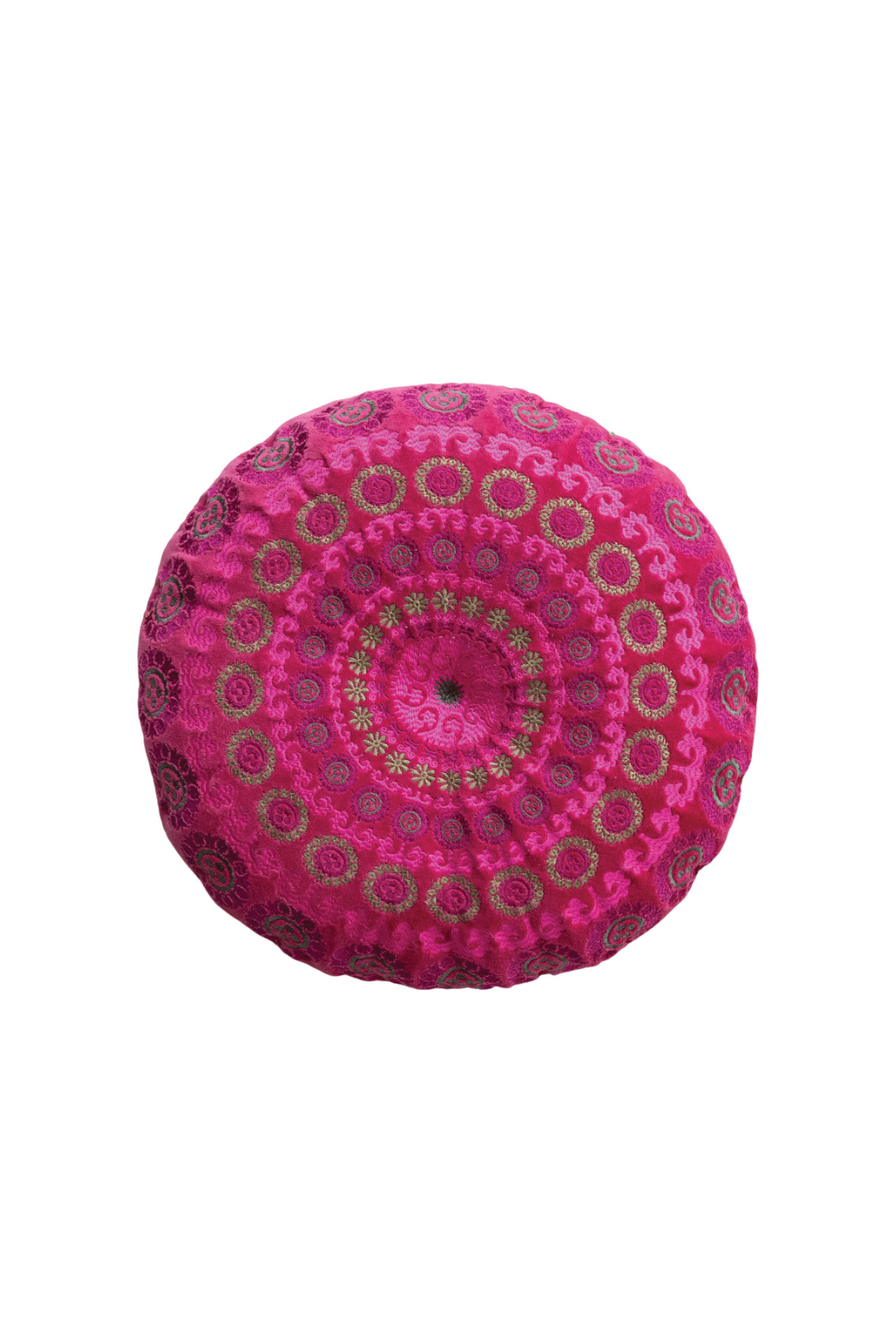 Round Velvet Embroidered Pillow