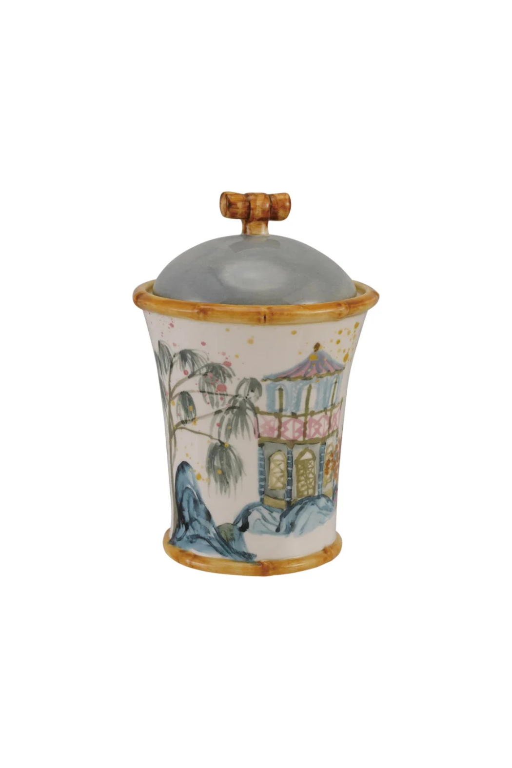 Hand-Painted Stoneware Canister