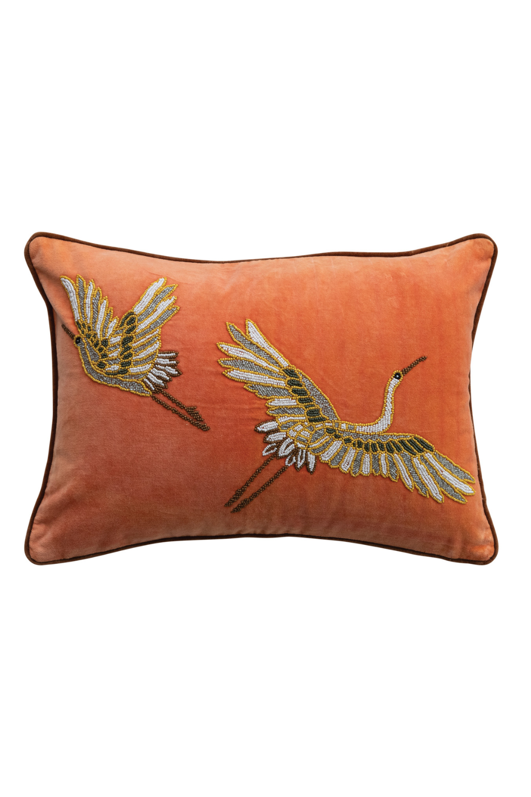 Beaded Crane Pillow
