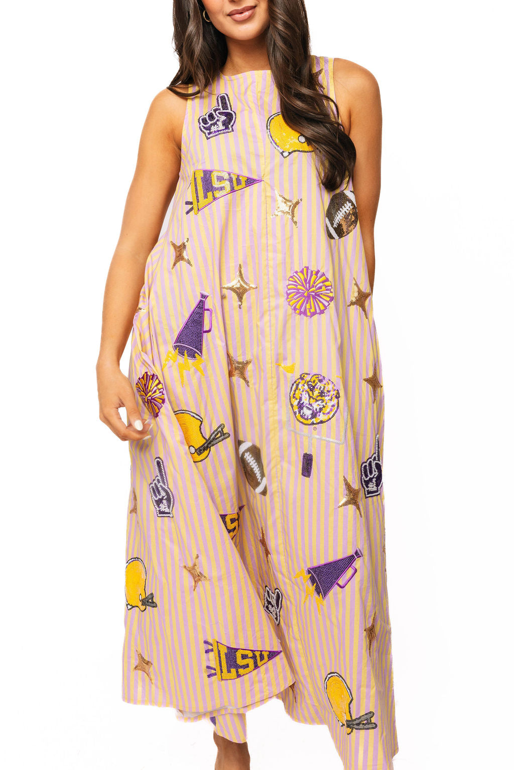 Striped Sparkle Midi Dress