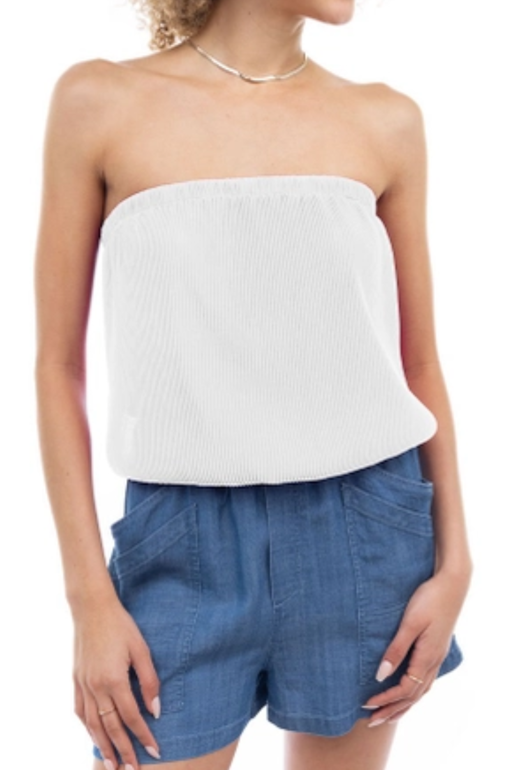 Plisse Bubble Tube Top