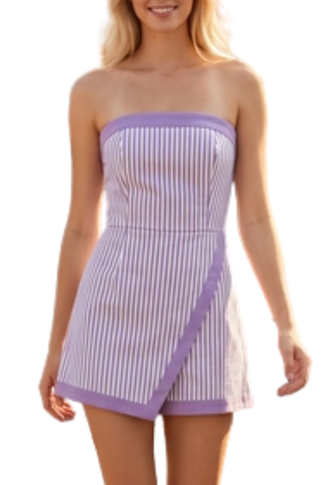 Striped Denim Romper