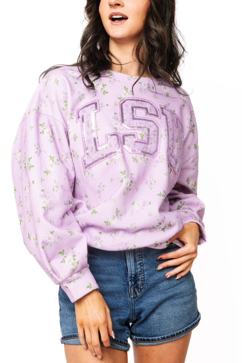 LSU Floral Sweatshirt