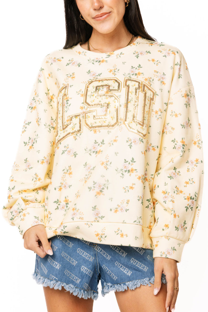 LSU Floral Sweatshirt