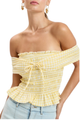 Checkered Off The Shoulder Top