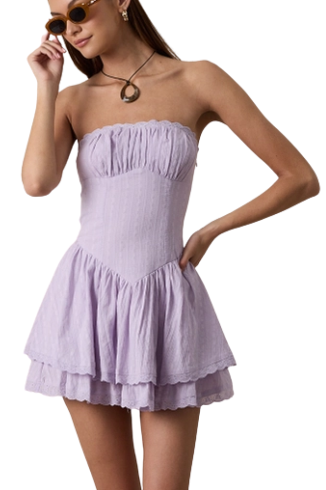 Tiered Lace Trim Dress