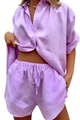 Shirt Collar Blouse/Short Set