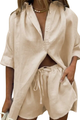 Shirt Collar Blouse/Short Set