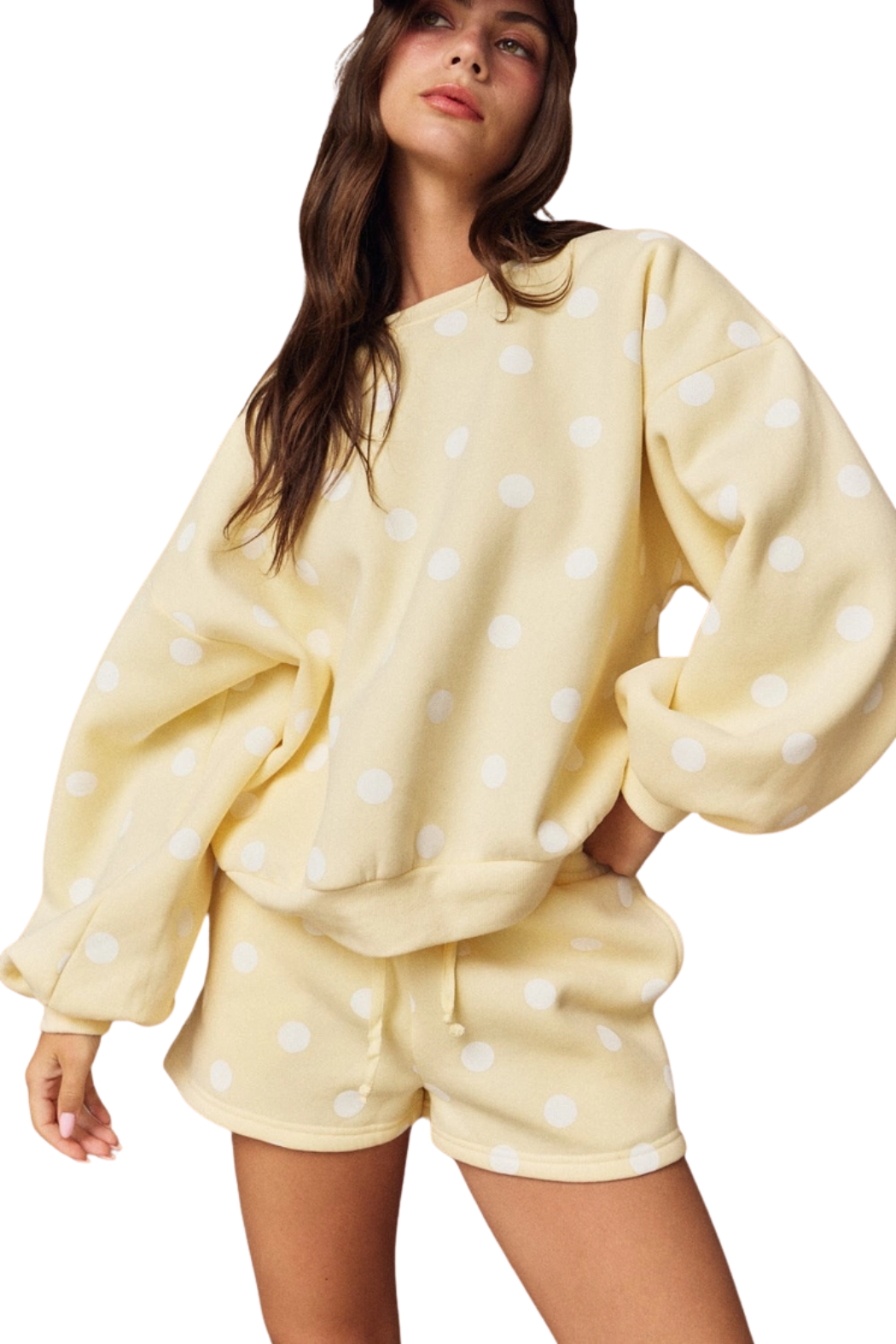 Papermoon Sweatshirt & Shorts Set - Pink Polka Dot