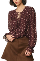 Lace Up Ruffle Blouse