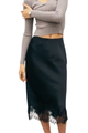 Satin Lace Hem Skirt