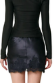 Satin Lace Trim Mini Skirt