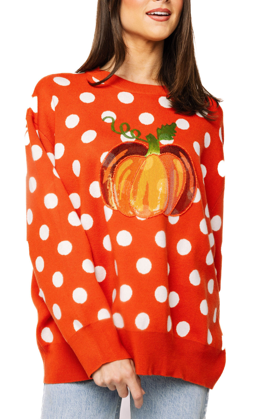 Polka Dot Pumpkin Sweater