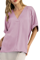 V-Neck High Low Blouse