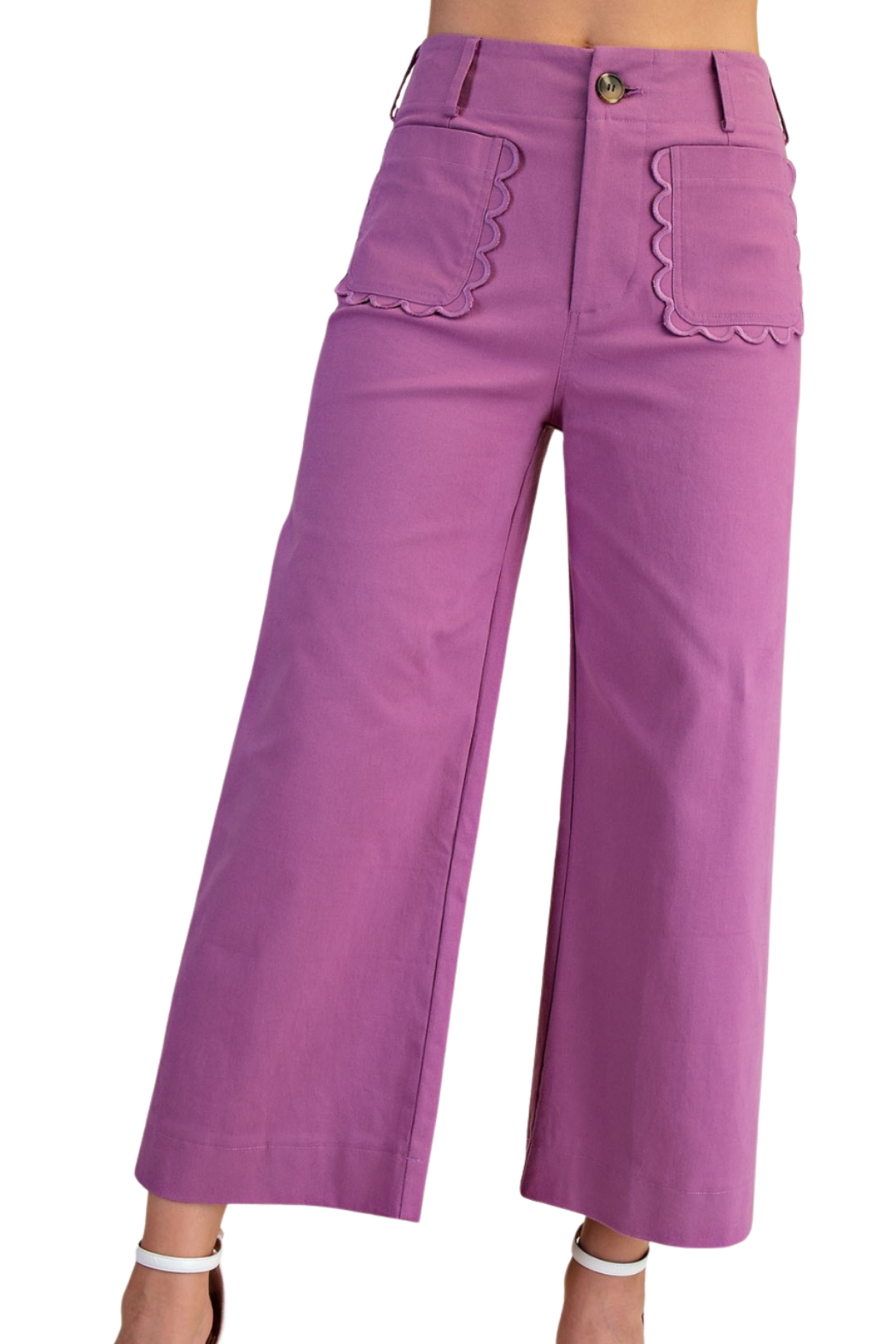 Wide Leg Scallop Pocket Pant