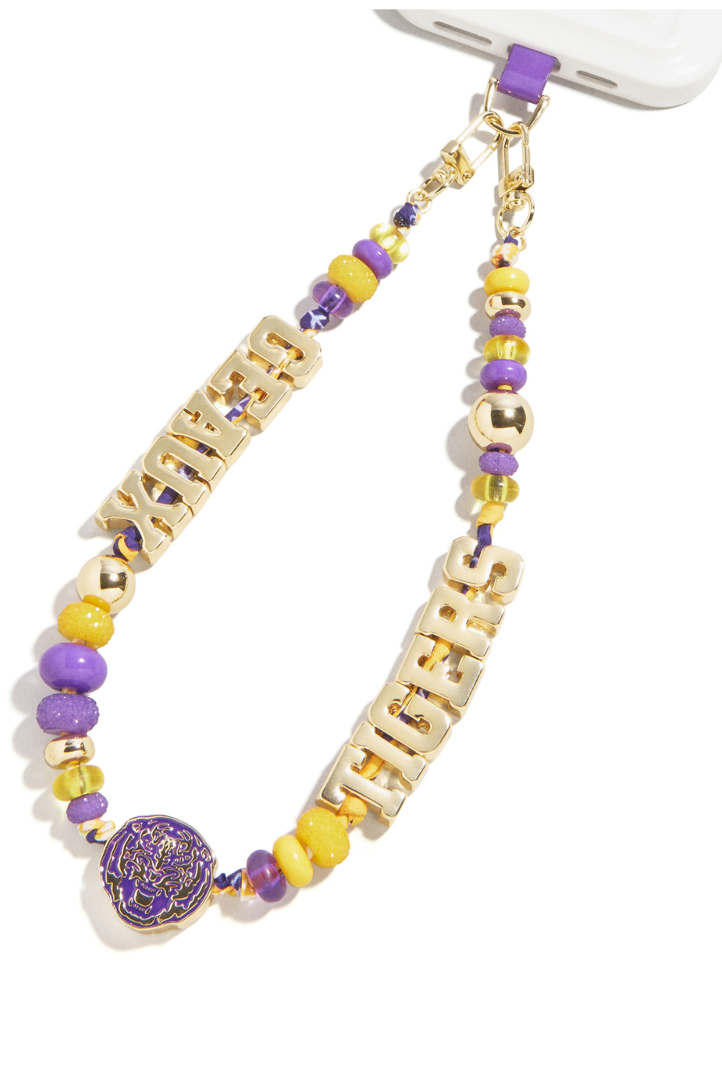 LSU Beaded Bandana Phone Charm