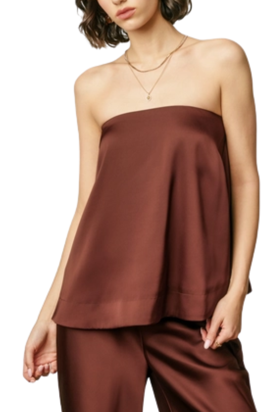 Satin Strapless Top