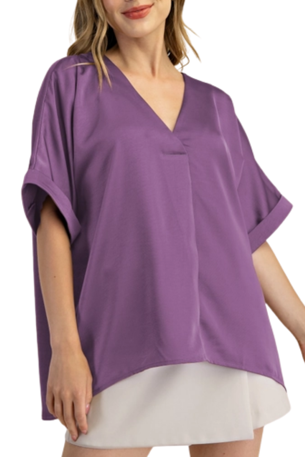 Satin V-Neck Blouse