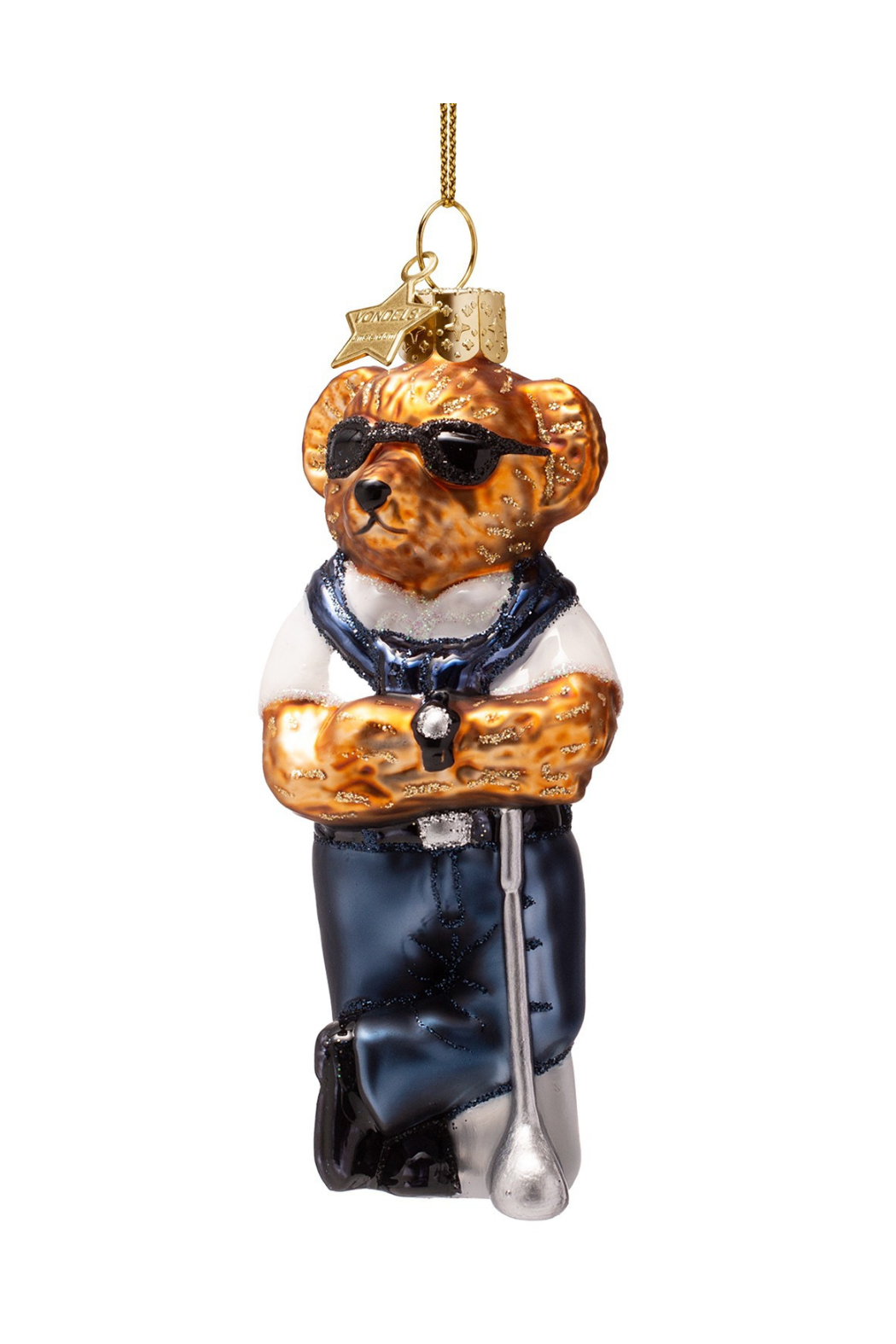 Glass Golf Bear Ornament