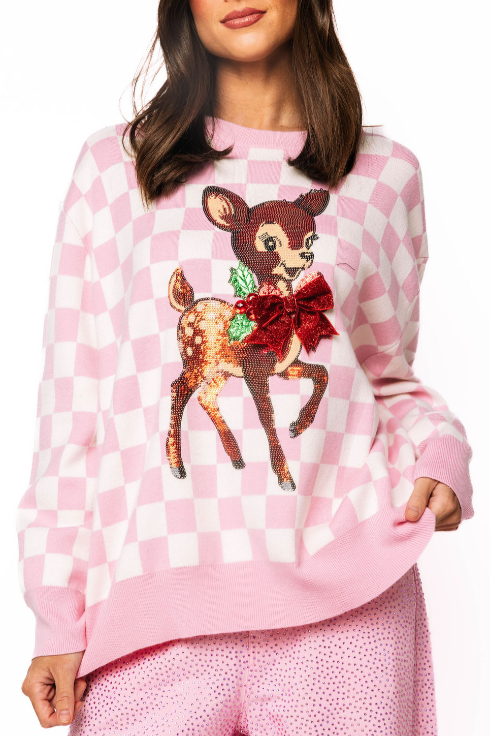 Checkered Reindeer Knit Vest