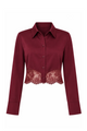 Satin Lace Hem Blouse