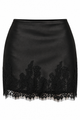 Satin Lace Trim Mini Skirt